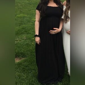 Isabel Maternity- maxi dress off shoulder maternity dress by Ingrid and Isabel S